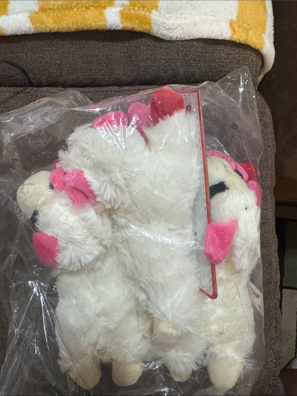 3/12 lamb chops Plush White and Hot Pink Lamb Trio Stuffed Animals dog toy